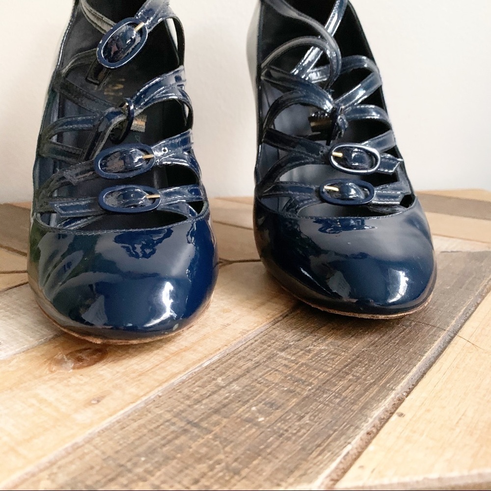 Chanel Blue & Gold Strappy Mary Janes - Picture 7 of 16